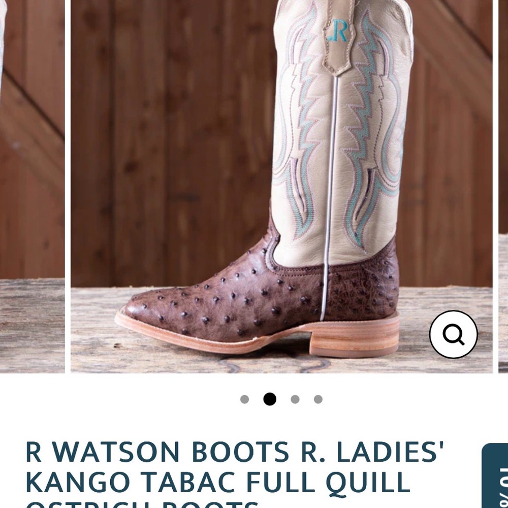 R Watson Women's Ostrich Leather Heeled Boots